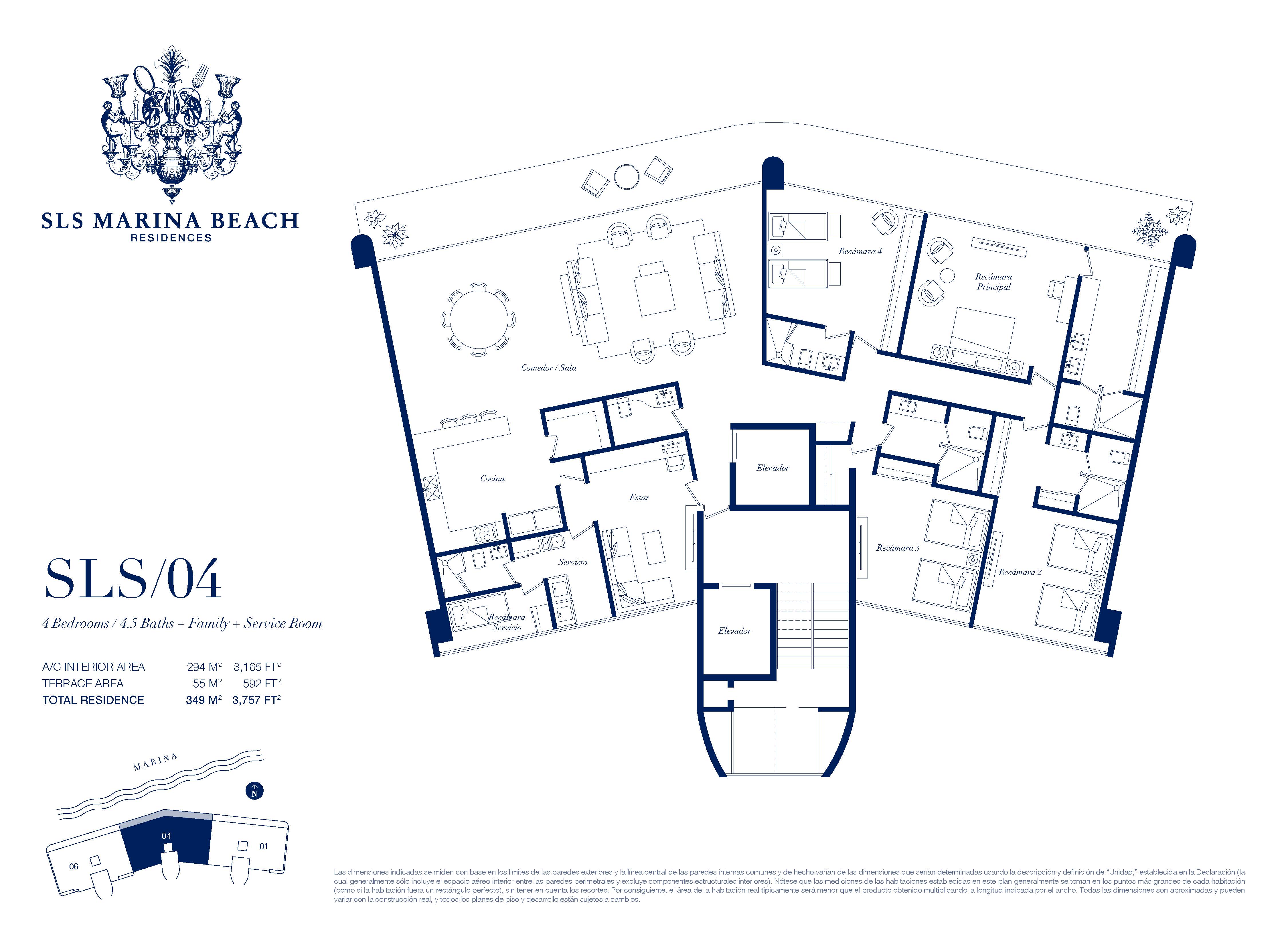 SLS Marina Beach 4 Recamaras | Departamento Venta