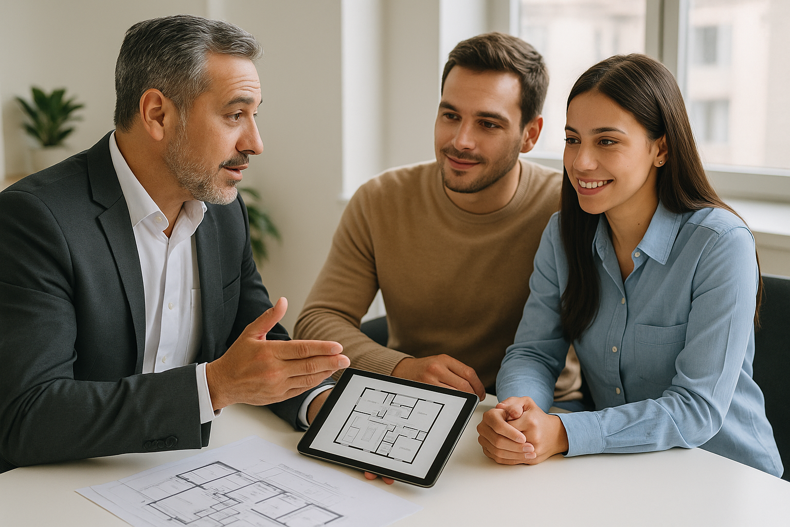 Consulta inmobiliaria en oficina moderna